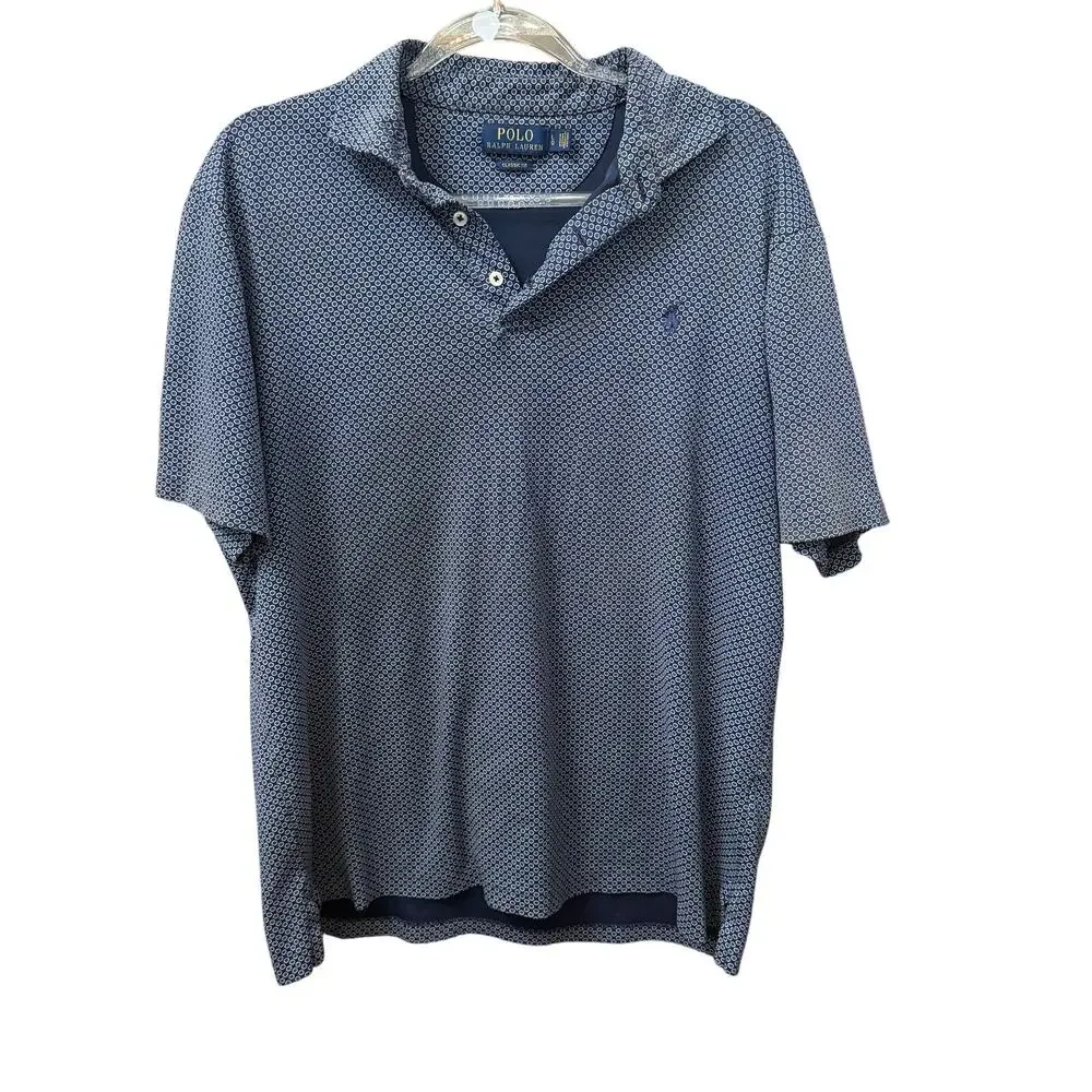 Ralph Lauren Polo Mens Golf Shirt Sz Large Printed Classic Fit
